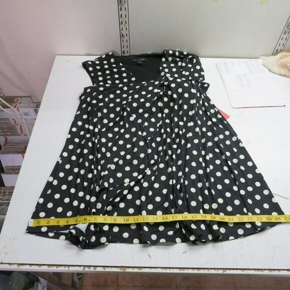 Truth & Fable Sleeveless A Line Dress Women's Size XL Black White Polka Dot - Picture 11 of 12